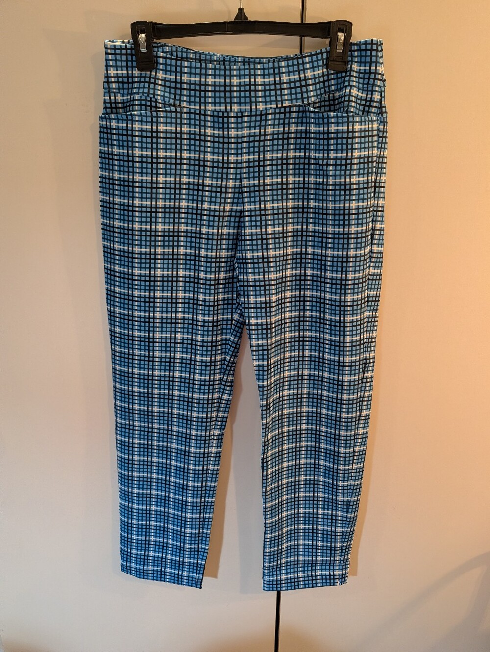 Acegolfs Women's Blue Plaid Cropped Pants